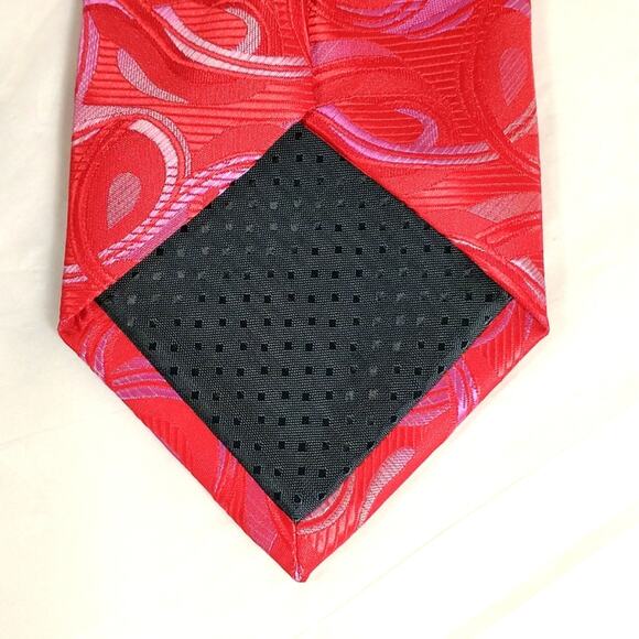 Barberini Roma Men's Silk Tie Red Paisley Woven 3.25 wide 58 Length Necktie - Picture 6 of 7